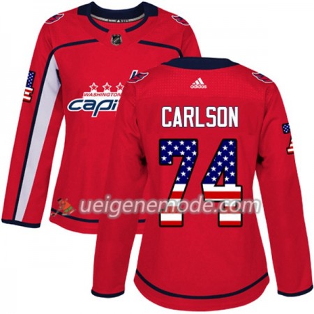 Dame Eishockey Washington Capitals Trikot John Carlson 74 Adidas 2017-2018 Rot USA Flag Fashion Authentic